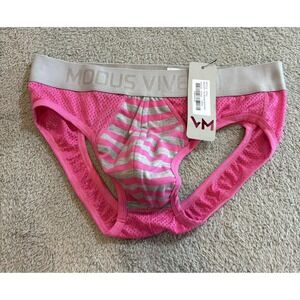 NWT Modus Vivendi Pop Melange Bottomless Briefs Fuchsia Pink Mesh Mens XL Berlin